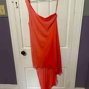 Le Chateau One Shoulder Dress in Vibrant Orange